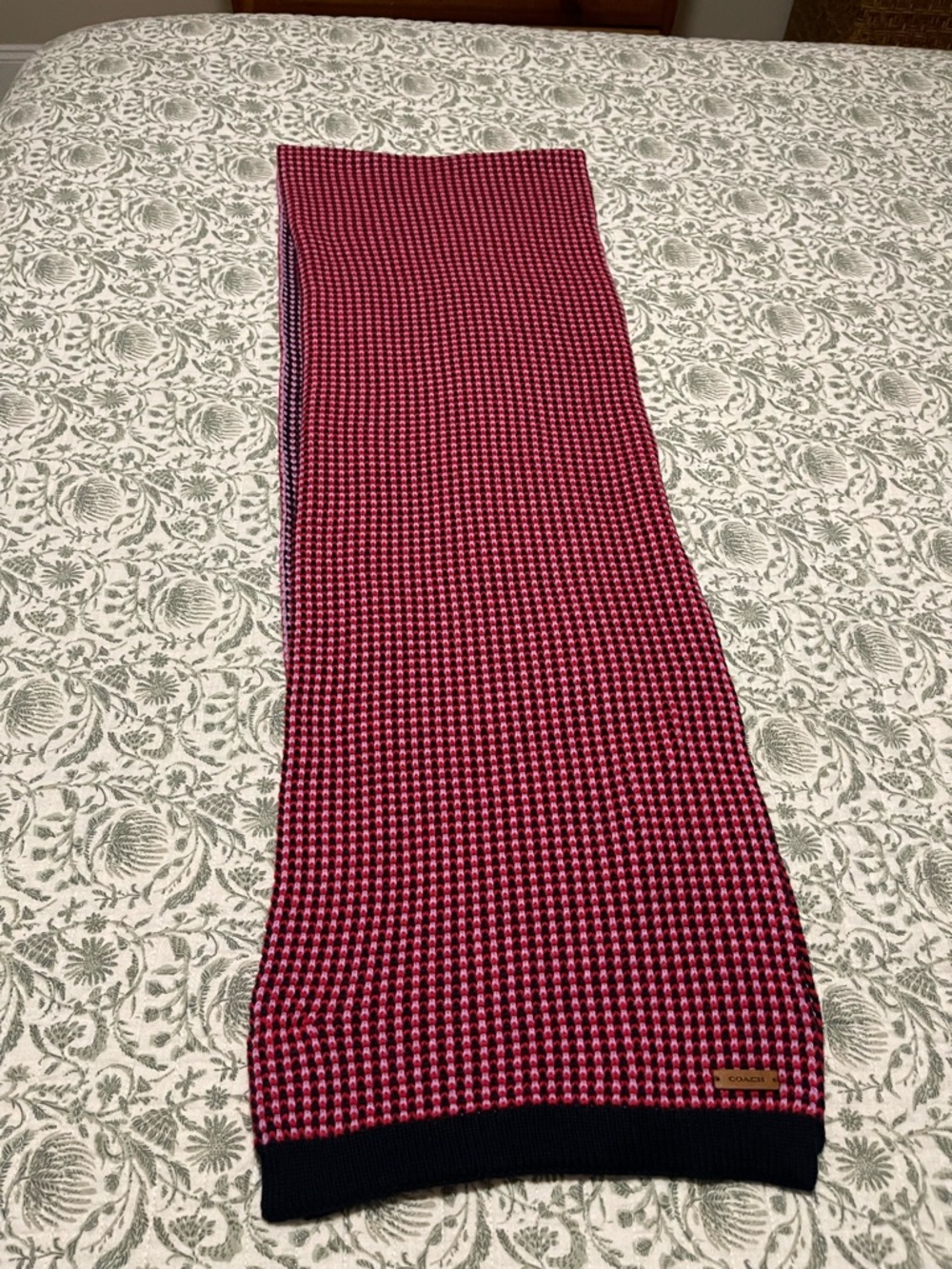Kids Pink and Black Houndstooth Knit Scarf - Brand
